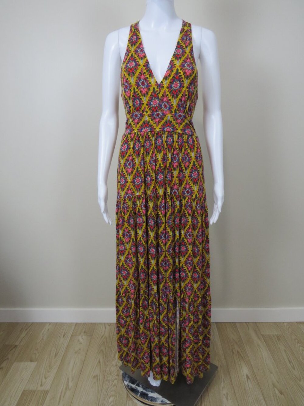 Maeve Luella Maxi Dress SIZE Medium, Back Cut-Out, Front Slit, Stretch
